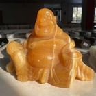 6 7lb 8 2  Natural Yellow Calcite  Happy Buddha Carved Crystal Mineral Statue