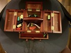 Vintage Singer Wood Sewing Box With Accordion Drawers-supplies Included