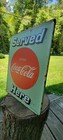 Coca Cola Served Here Vintage Retro Advertising Embossed Metal Sign