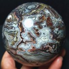 Rare 728g Natural Polished Mexican Banded Agate Ball Geode Healing A4940