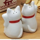 Ebros Japanese Maneki Neko - Magnetized Ceramic Salt   Pepper Shakers