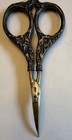 Antique Ornate Sterling Silver Handled Sewing Scissors With Curved Steel Blades 