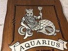 Vintage Aquarius Zodiac Sign Astrology Horoscope Kitchen Cook Wall Plaque Wood