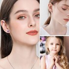 925 Sterling Silver Stud Earrings Set For Women Men  Hypoallergenic Amethyst Cub