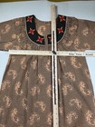 Vintage Vikas Nighties Womens Maxi House Dress Paisley Embroidered Floral Xl
