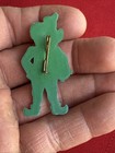 Vintage Mid Century Leprechaun Brooch - St  Patricks Day - Green Plastic 