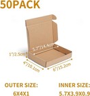 6x4x1 Inches Small Shipping Boxes Set Of 50 - Brown Mailer Corrugated Cardboard