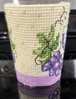 Handmade Vintage Plastic Canvas Needlepoint Grape Wine Holder Cottagecore