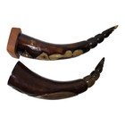 Pair Of African Carved 10  Cattle   Steer Or Water Buffalo Horns