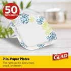 Disposable Paper Plates 7 Inch Round Blue Hydrangea Floral Party Plates 50 Pack