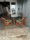Vintage Mcguire Rattan Breakfast  Table With 4 Chairs