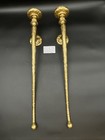 Pair Of Handmade Brass Finish Aluminum Candlesticks 28 Inches Artisan Long Stem