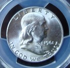 1961-d Franklin Silver Half Dollar - Pcgs Ms 66 - Gold Shield