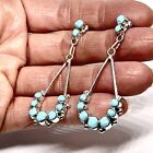 Zuni Post Dangle Earrings Sleeping B Turquoise Sterling 2 25in Signed Esalalio