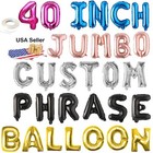 40  Gold Custom Letter Number Helium Jumbo Balloon Banner Mylar Birthday Party