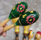 Lp Latin Musical Maracas Lot Wood Florida   St Thomas Souvenir   Wood Green Set