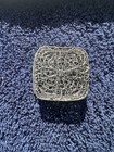 Antique Square Silver Filigreed Pill Box    800    Fineness Stamp 