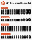 Vevor 1 2  Drive Impact Socket Set 65pc Sae Metric 6 Point Cr-v Heavy Duty