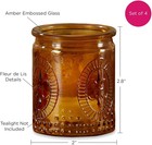 Kate Aspen Vintage Amber Glass Tea Light Candle Holders Set Of 4 - Votive Holder