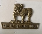 Vintage Handmade Embossed Hammered Metal Bulldog Wall Plaque Beware Of Dog