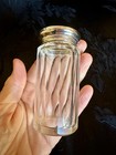 Antique Art Deco English Decagonal Glass Sterling Lid Vanity Jar bottle