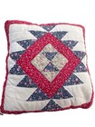 Set Of 4 Handmade Quilted Patchwork Pillows Americana Star Floral Cottage-core