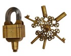 Padlock Antique Vintage Style Handmade Brass Square Shape Trick Lock With 6 Keys