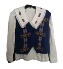 Susan Bristol Vintage Prairie Blouse Embroidery Vest Sz 8 Preppy Cottagecore