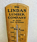 Antique Wooden Advertising Thermometer 1938 The Lindas Lumber Co Dorfmann Bros