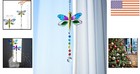 Artistic 14 Inch Stained Glass Dragonfly Suncatcher - Creates Sparkling Rainbows