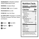 Organic Italian Semolina Flour     100  Premium Durum Wheat  Non-gmo  Kosher  Raw