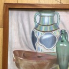 Old Vintage Mid 20th Century Framed   Glazed Still Life Pastel Drawing