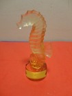 Lalique France Amber Frosted Seahorse Figurine paperweight  4 By 1 5 By 1 5  
