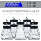 10pk Airbrush 2 7oz Glass Jar Bottles 30   Angle Adapter Lid Assembly Dual-action