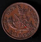 1854 Bank Of Upper Canada Half Penny Bank Token -nice Strong Details