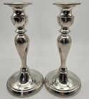 Set Of 2 Vintage Colonial Web Weighted Pewter Taper Candlestick Holders 8 25 In