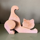 Vintage Hand Painted Wooden Cat Shelf Decor Folk Art Cottage Country Chic Heart