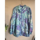 Adidas Originals Y2k Fern Print Windbreaker Jacket Blue Purple Womens Size M