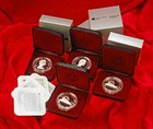 Stunning  Lot Of 4 1986 Canada Railway Queen Eliz Centenary Silver Dollar Proof