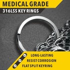 20mm 316 Stainless Steel Key Rings Heavy Duty Split Fishing Scuba