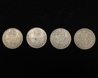 Lot Of 4 Britain Queen Victoria 3 Pence Sterling Silver Coins - 1873-1901