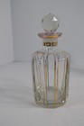Vintage 3 Pc Glass Vanity Set Perfume Bottles Powder Jar Gold Trim Stoppers
