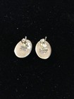 Vintage Turquoise Sterling Silver Pierced Oval Shaped Earrings