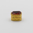 Vintage Florenza Gold Plated Red Glass Jewel Hinged Pill trinket Box 1 