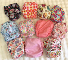 Lot 11 Baby Girl Cloth Diapers Snap Pocket Fuzzibunz Alva Blueberry Swim Bag  
