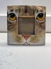 Vintage Cat Face Picture Frame Funny Big Eyes 3x3 Photo Unique Decor