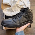 New Nike Air Jordan 1 Mid Men s Sz Us 16 Uk 15 Triple Black 554724-091 Sneakers
