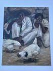 Antique Portrait Painting Mexico Mexican South American Farmer Farming Wpa Style