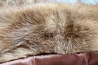 Vintage Beige Natural Mink Fur Pillbox Collar Hook   Eye Closure Satin Lined