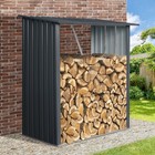 3x5 Ft Outdoor Metal Firewood Rack Open Wood Shed For Firewood  Pellet Black